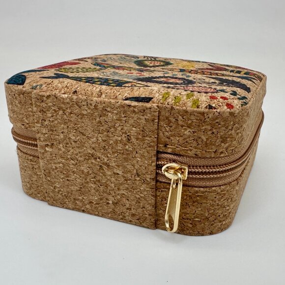 Colorful Cork Travel Jewelry Box – Fish & Floral Print - Picture 7 of 8